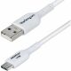 USB-A to USB-C Charging Cable supports 15W/3A Fast Charge and 480Mbps; Connect to a USB-A charger/power bank/hub; Works w/portable USB-C devices; Color: Black; O.D.: 3.5mm; Jacket: TPE w/Braided Shield; NOTE: No USB-C video (DP Alt Mode) support