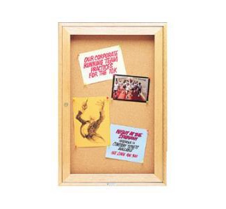 Quartet 2-Door Enclosed Cork Bulletin Board Oak Frame - 4'x3'