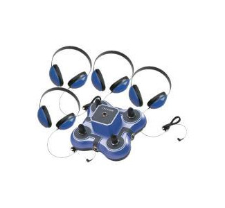 Califone 1114BL-4 Listening Center Mini Stereo Jacbox w/4-Headphones (Blue)