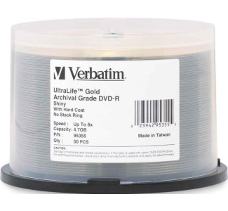 Verbatim DVD-R 8X 4.7GB Gold Archival DVD 50PK