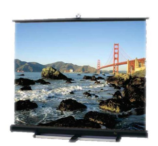 Draper Luma 2/R Screen 10' Matte White-NTSC Video Format shown with  Optional Adjustable Floor Stand (Sold Separately)