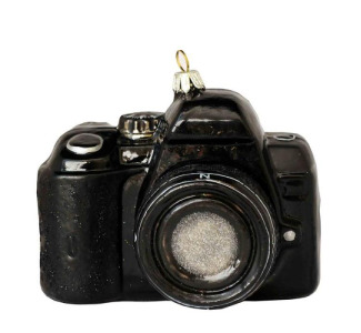 SLR Camera with Lens - Hand Crafted Glass Ornament