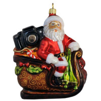 PolskaGlas Camera Sleigh Glass Ornament 