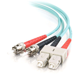 Cables To Go 10Gb Fiber Optic Duplex Patch Cable- ST Male - SC Male  - 6.56ft - Aqua 