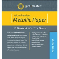 ProMaster 8439 Ultra Premium Metallic Glossy Paper - 11in.x17in. - 20 Sheets
