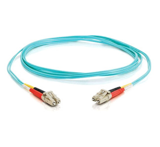 Cables To Go Fiber Optic Duplex Patch Cable, LC/LC, 32.81ft, Aqua