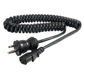 Cables To Go 6ft 18 AWG Coiled Hospital Grade Power Cord (NEMA 5-15P to IEC320C13) - Black