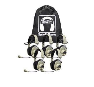 Hamilton Buhl SOP-HA66M Sack-O-Phones, 5 HA-66M Deluxe Multimedia Headphones in a Carry Bag
