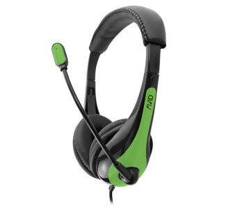 AVID Products AE-36 Headset with 3.5mm Connection and Adjustable Boom Microphone - green