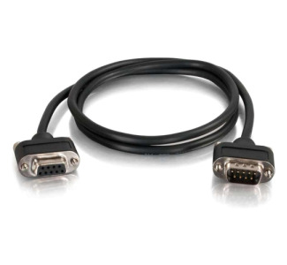 C2G 10ft Serial RS232 DB9 Cable with Low Profile Connectors M/F - In-Wall CMG-Rated