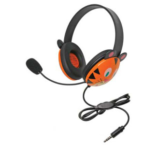 Califone 2810-TBE Listen First Headphone Tiger Motif with Microphone and 3.5mm T-Go Plug