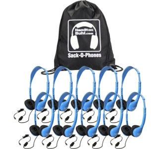 Hamilton Sack-O-Phones, 10 MS2AMV Personal Headsets, Foam Ear Cushions in a Carry Bag