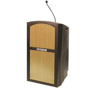  AmpliVox Sound Systems Pinnacle Multimedia Lectern with Mic (Maple)