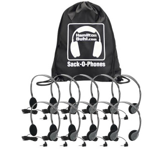 Hamilton SOP-HA2 Sack-O-Phones, 10 HA2 Personal Headsets, Foam Ear Cushions in a Carry Bag