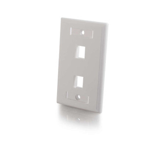 C2G 03411 Two Port Keystone Singe Gang Wall Plate White