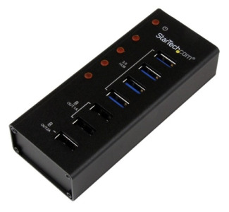 StarTech.com 4 Port USB 3.0 Hub plus 3 Dedicated USB Charging Ports (2 x 1A & 1 x 2A) - Wall Mountable Metal Enclosure
