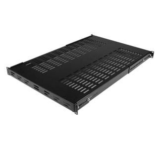 StarTech.com 1U Adjustable Depth Vented Rack Mount Shelf - Heavy Duty Fixed Server Rack Cabinet Shelf - 250lbs / 113kg