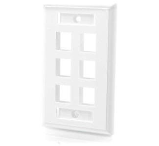 C2G 6-Port Single Gang Multimedia Keystone Wall Plate - White