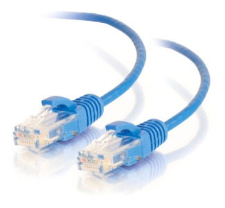 C2G 2.5ft Cat6 Snagless Unshielded (UTP) Slim Network Patch Cable - Blue