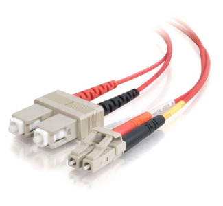 2m LC-SC 62.5/125 OM1 Duplex Multimode Fiber Optic Cable (Plenum-Rated) - Red