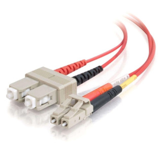 10m LC-SC 62.5/125 OM1 Duplex Multimode Fiber Optic Cable (Plenum-Rated) - Red