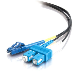 1m LC-SC 9/125 OS1 Duplex Singlemode Fiber Optic Cable (Plenum-Rated) - Black