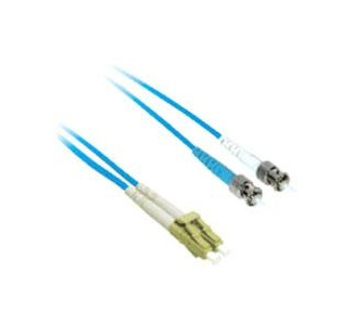 10m LC-ST 50/125 OM2 Duplex Multimode PVC Fiber Optic Cable - Blue
