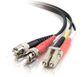 1m LC-ST 62.5/125 OM1 Duplex Multimode PVC Fiber Optic Cable - Black