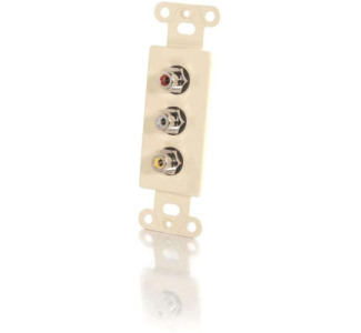 C2G Decora Style Yellow/Red/White Triple RCA Pass Through Wall Plate Insert - Ivory
