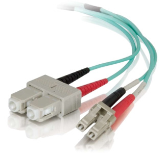 C2G 2m LC-SC 40/100Gb 50/125 OM4 Duplex Multimode PVC Fiber Optic Cable - Aqua