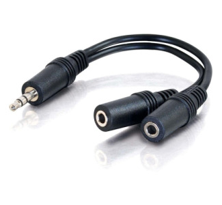 C2G 6in Value Series One 3.5mm Stereo Male To Two 3.5mm Stereo Female Y-Cable