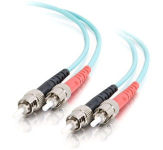 C2G 1m ST-ST 10Gb 50/125 OM3 Duplex Multimode PVC Fiber Optic Cable (USA-Made) - Aqua