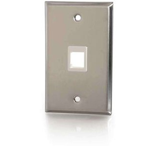 C2G 1-Port Single Gang Multimedia Keystone Wall Plate - Stainless Steel