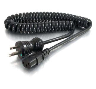 C2G 4ft 18 AWG Coiled Hospital Grade Power Cord (NEMA 5-15P to IEC320C13) - Black