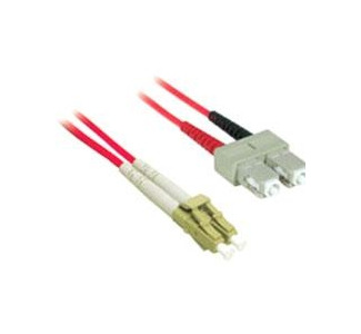10m LC-SC 50/125 OM2 Duplex Multimode Fiber Optic Cable (Plenum-Rated) - Red