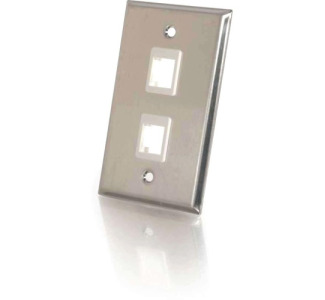 C2G 2-Port Single Gang Multimedia Keystone Wall Plate - Stainless Steel