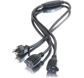 C2G 3ft 16 AWG 1-to-2 Power Cord Splitter (1 NEMA 5-15P to 2 NEMA 5-15R)