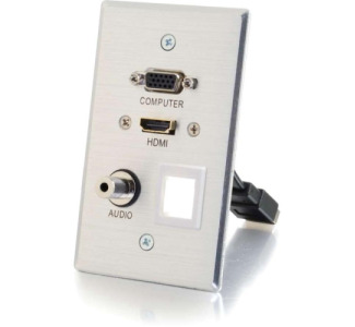 C2G HDMI, VGA, 3.5mm and Keystone Pass-through Wall Plate - Aluminum