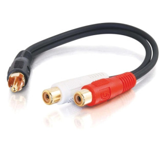 C2G 6in Value Series One RCA Mono Male to Two RCA Stereo Female Y-Cable