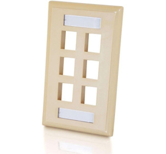 C2G 6-Port Single Gang Multimedia Keystone Wall Plate - Ivory