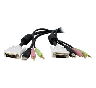 StarTech.com 15ft 4-in-1 USB Dual Link DVI-D KVM Switch Cable w/ Audio & Microphone