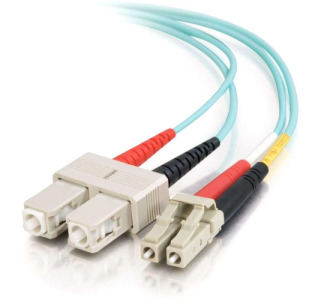 5m LC-SC 10Gb 50/125 OM3 Duplex Multimode PVC Fiber Optic Cable - Aqua