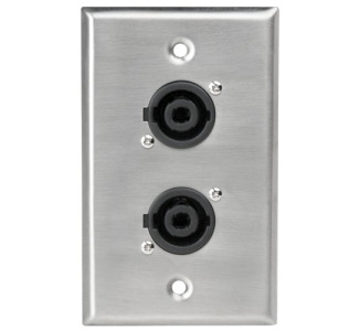 Atlas Sound SG-NL4MP-2 Single Gang Stainless Steel Plate with (2) NL4MP 4 Pole Connectors