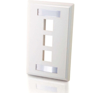 C2G 3-Port Single Gang Multimedia Keystone Wall Plate - White