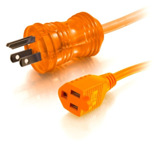C2G 25ft 16AWG Hospital Grade Power Extension Cable (NEMA 5-15P to NEMA 5-15R) - Orange