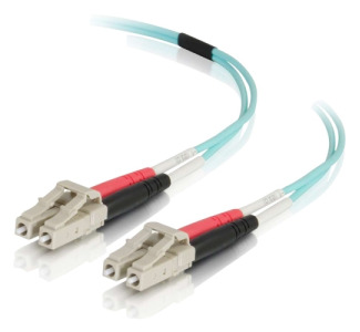 C2G 50m LC-LC 50/125 OM4 Duplex Multimode PVC Fiber Optic Cable - Aqua