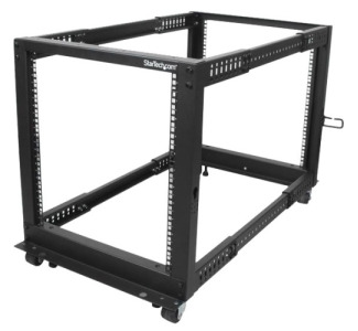 StarTech.com 12U Adjustable Depth Open Frame 4 Post Server Rack w/ Casters / Levelers and Cable Management Hooks