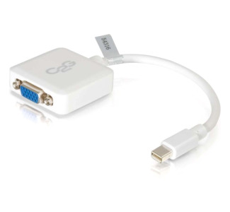 C2G 8in Mini DisplayPort to VGA Active Adapter Converter for Laptops and Tablets - M/F White
