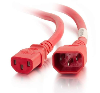 C2G 3ft 14AWG Power Cord (IEC320C14 to IEC320C13) -Red