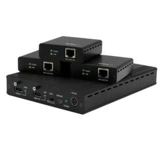 StarTech.com 3 Port HDBaseT Extender Kit with 3 Receivers - 1x3 HDMI over CAT5 Splitter - 1-to-3 HDBaseT Distribution System - Up to 4K